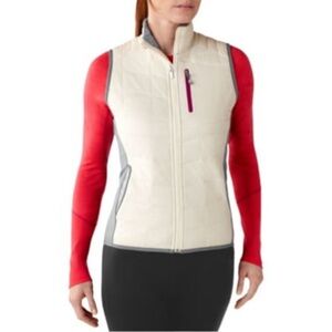 Smartwool Vest PhD SmartLoft Divide Medium Merino Wool Quilted White Grey